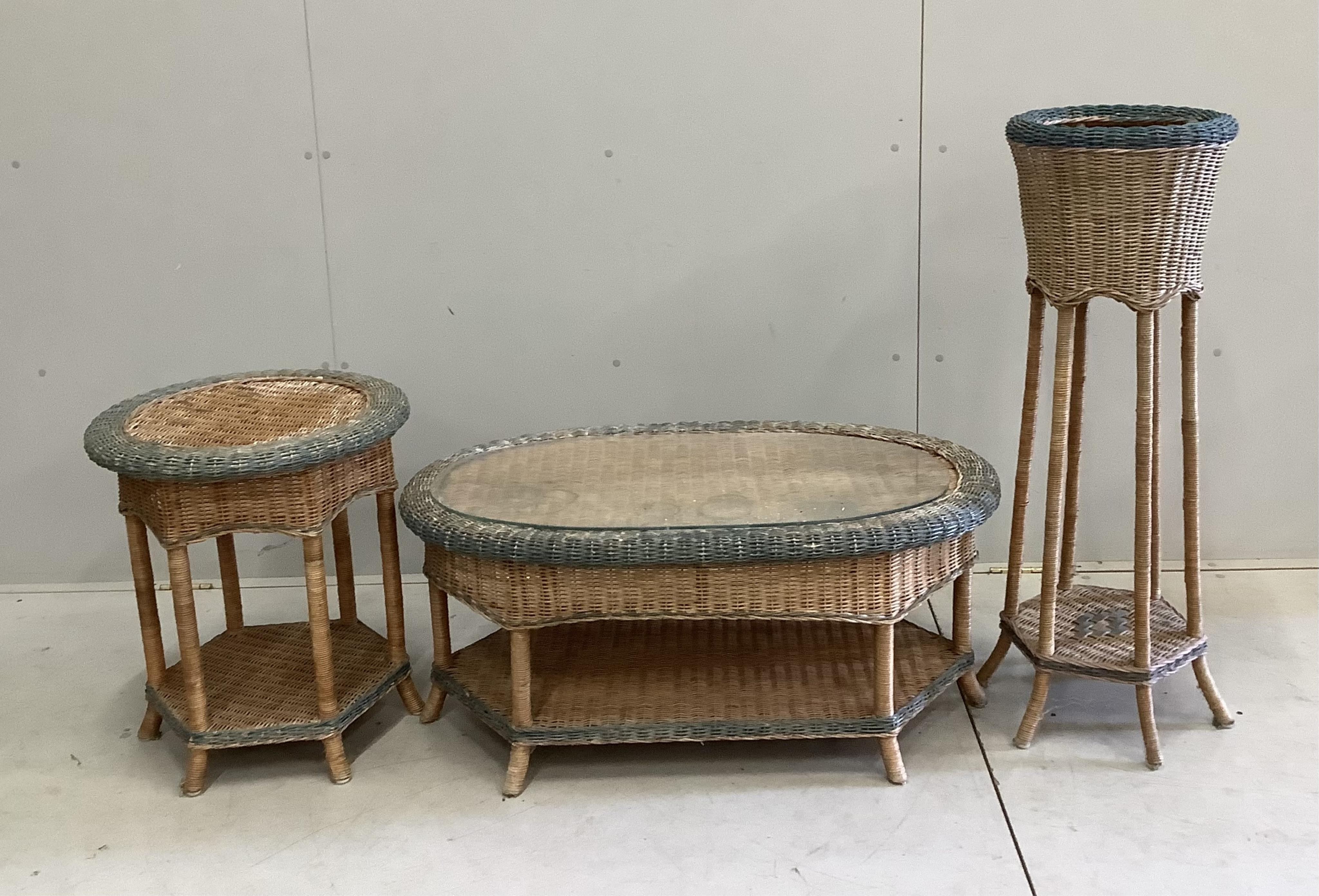 A six piece rattan conservatory suite. Condition - fair